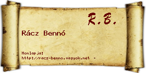 Rácz Bennó névjegykártya
